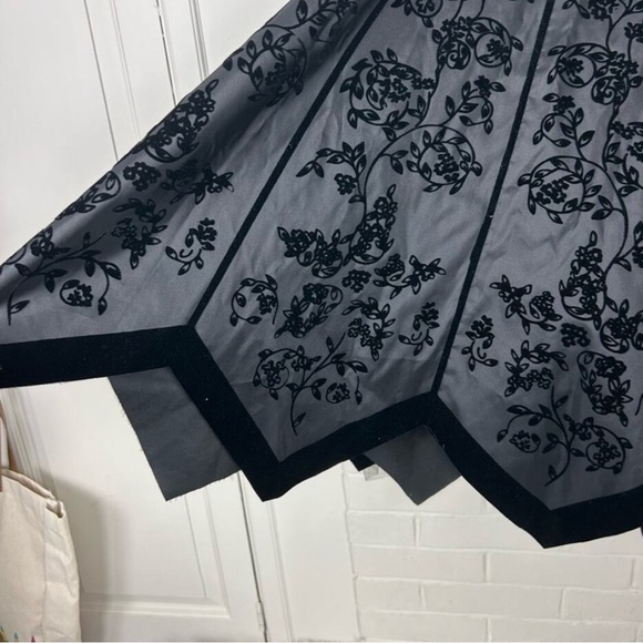 Rare Vintage Betsey Johnson Strapless Gray w/Black Velvet Trim Witchy Goth Dress - Picture 13 of 15